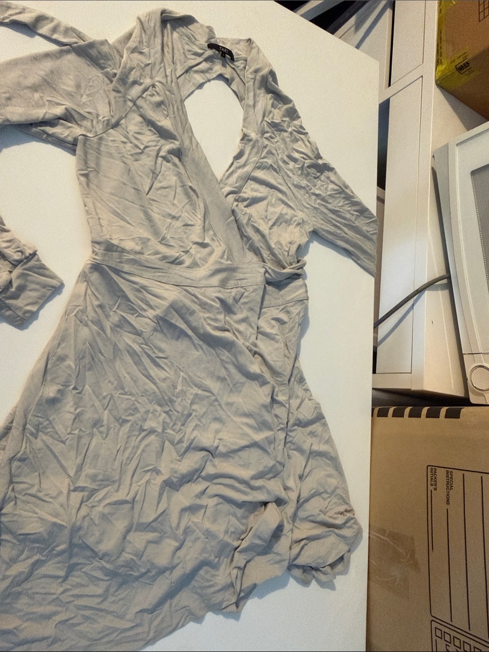 Nautica Light Gray Long Sleeve Wrap Dress